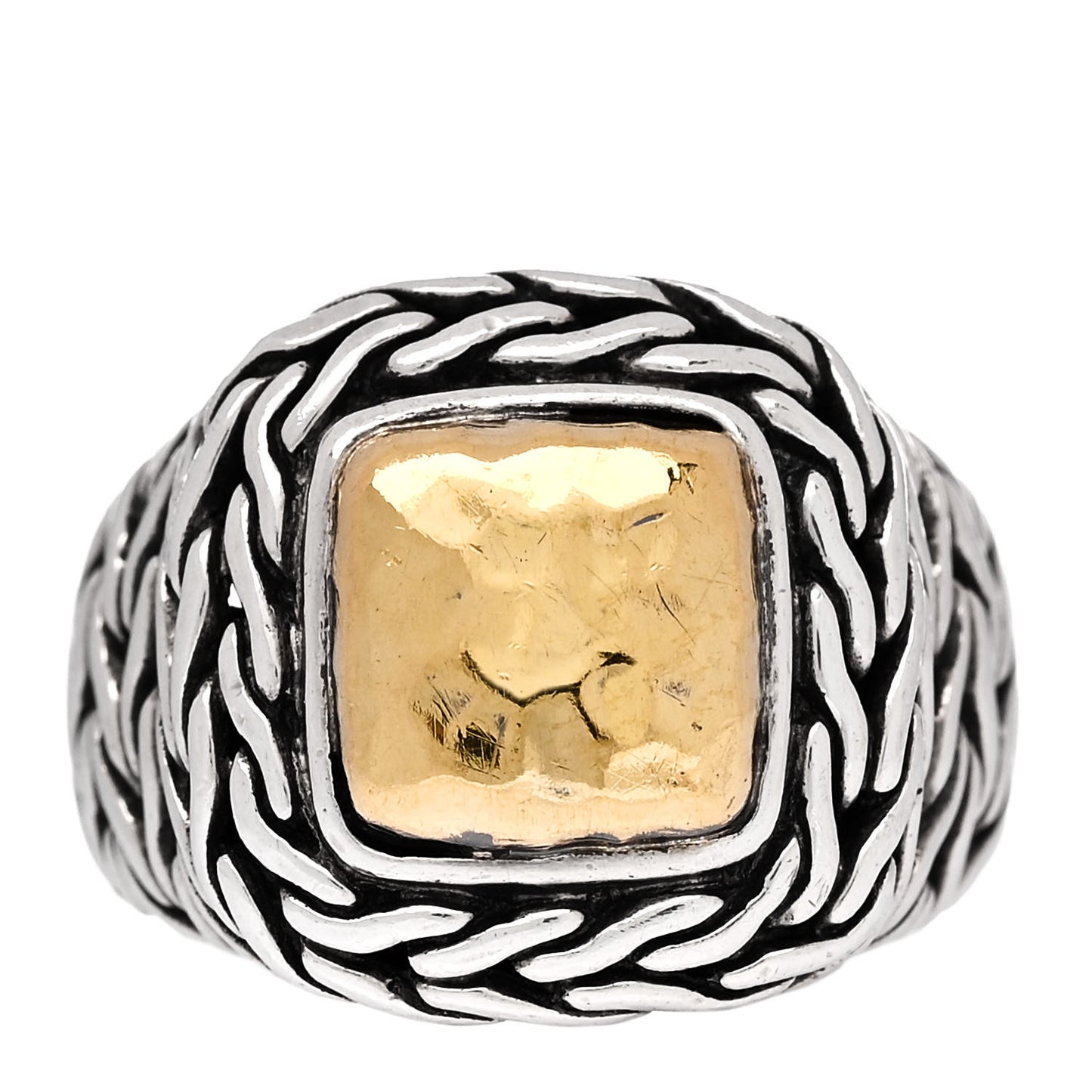 Sterling Silver 22K Yellow Gold Palu Hammered Ring 51 5.75