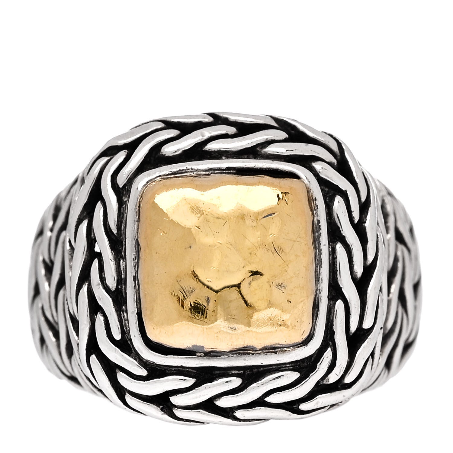 John Hardy Sterling Silver 22K Yellow Gold Palu Hammered Ring 51 5.75 1 of 5