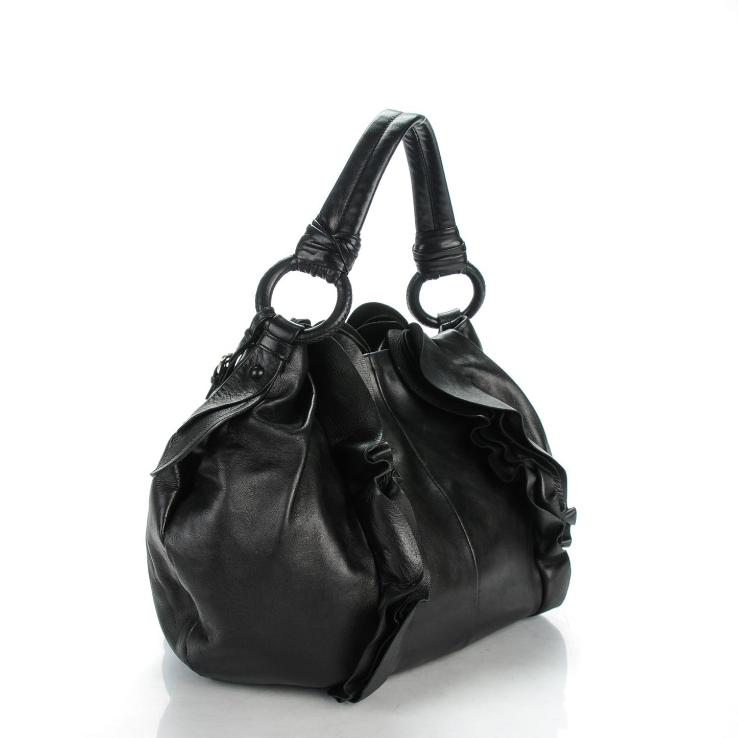 Nappa Ruffle Hobo Nero Black