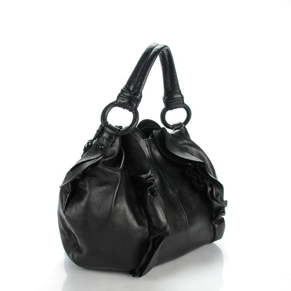 Prada Nappa Ruffle Hobo Nero Black 3 of 9