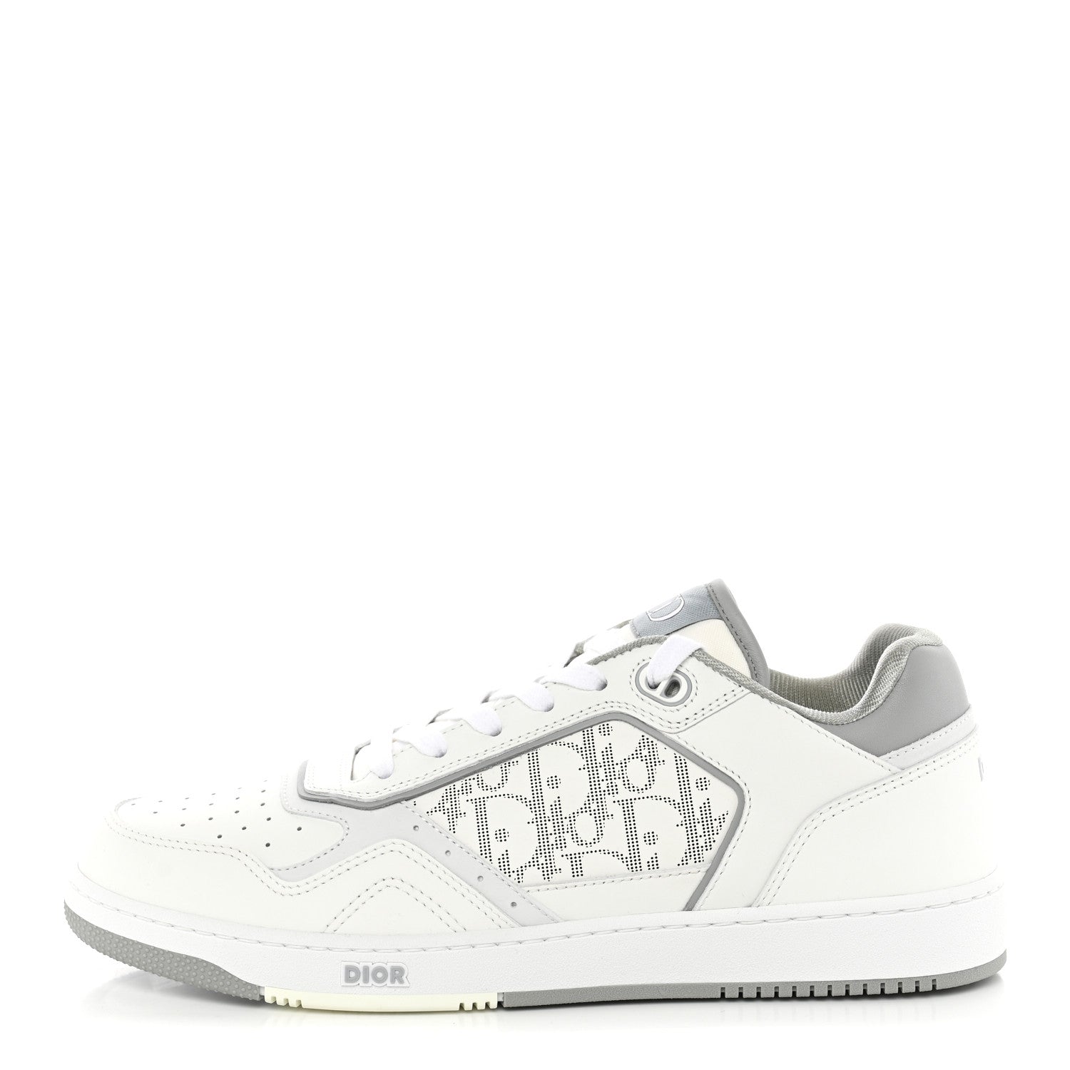 Christian Dior Smooth Calfskin Oblique Galaxy Perforated Mens B27 Low Top Sneakers 44 White Grey 1 of 10