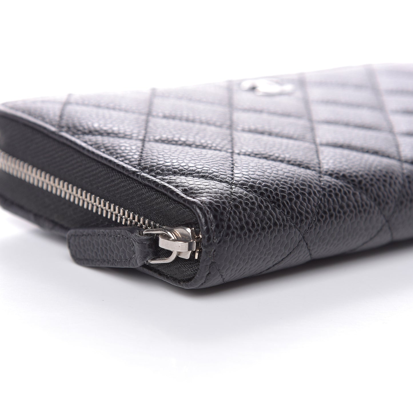 Caviar Quilted Large Gusset Zip Around Wallet Black