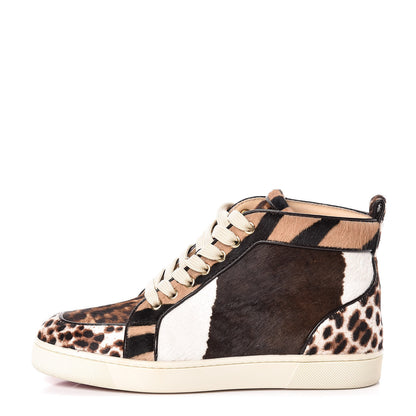 Christian Louboutin Calf Hair Animal Print Rantus Orlato Flat Sneakers 37.5 Multicolor 1 of 16