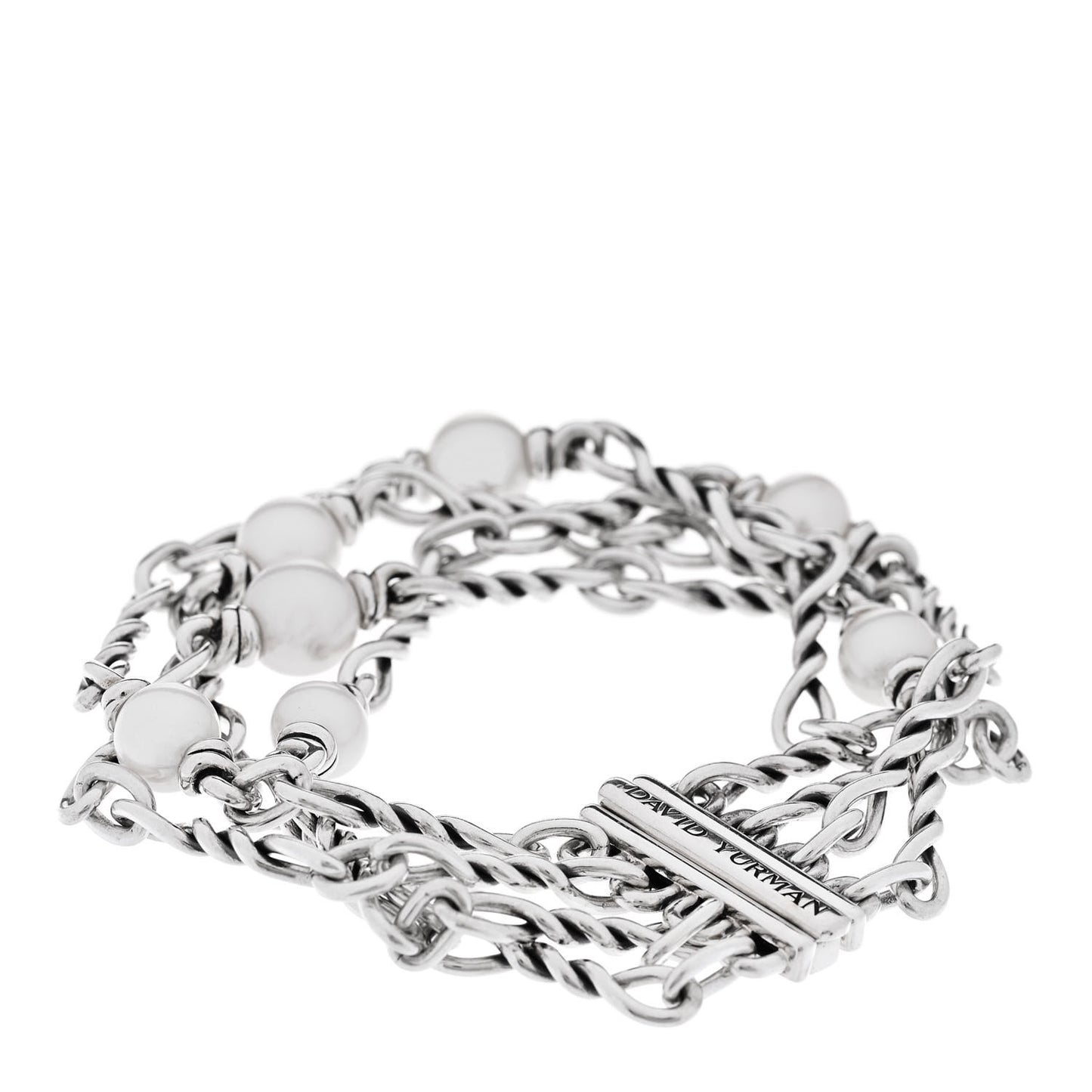 Sterling Silver Pearl Continuance Four-Row Chain Bracelet
