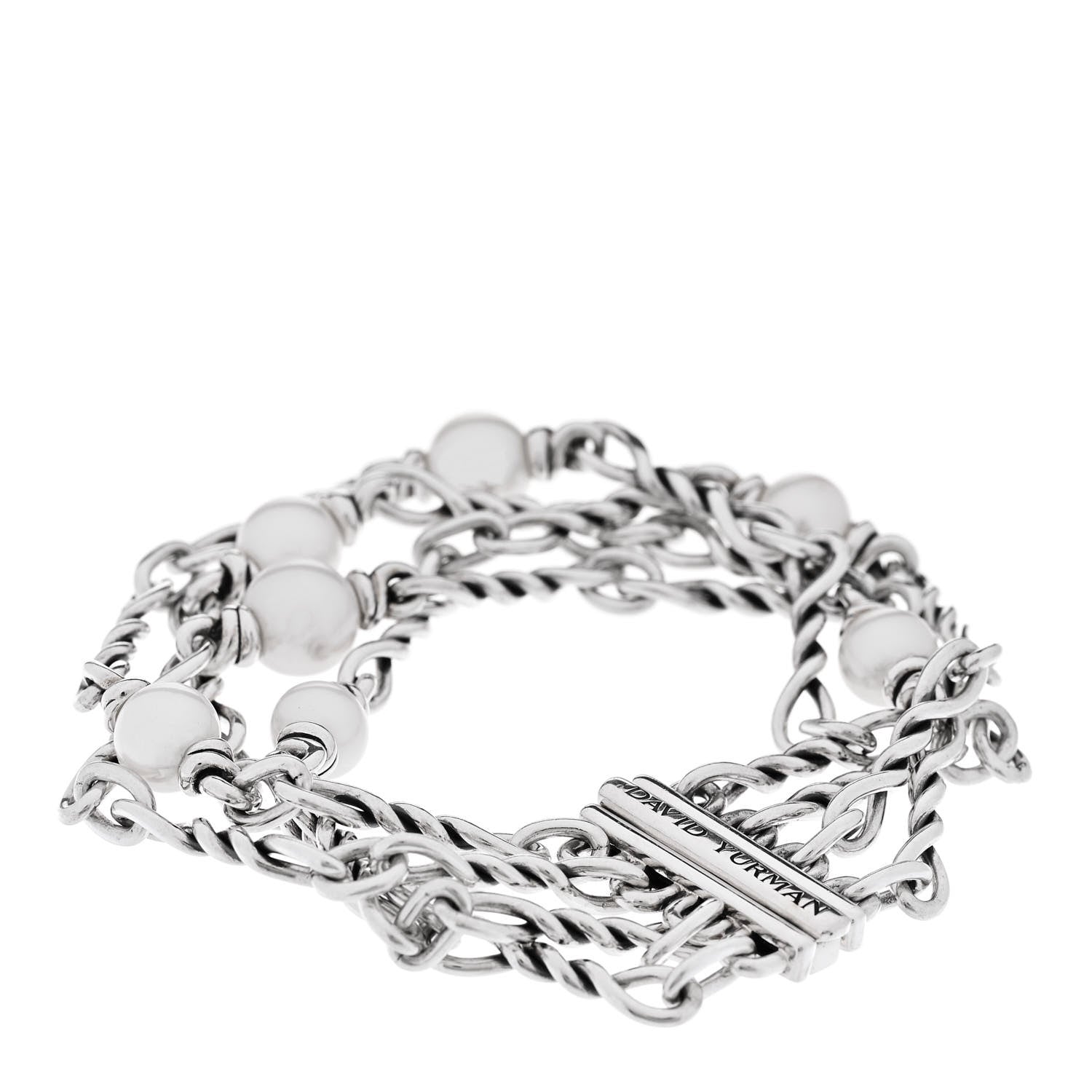 David Yurman Sterling Silver Pearl Continuance Four-Row Chain Bracelet 2 of 5