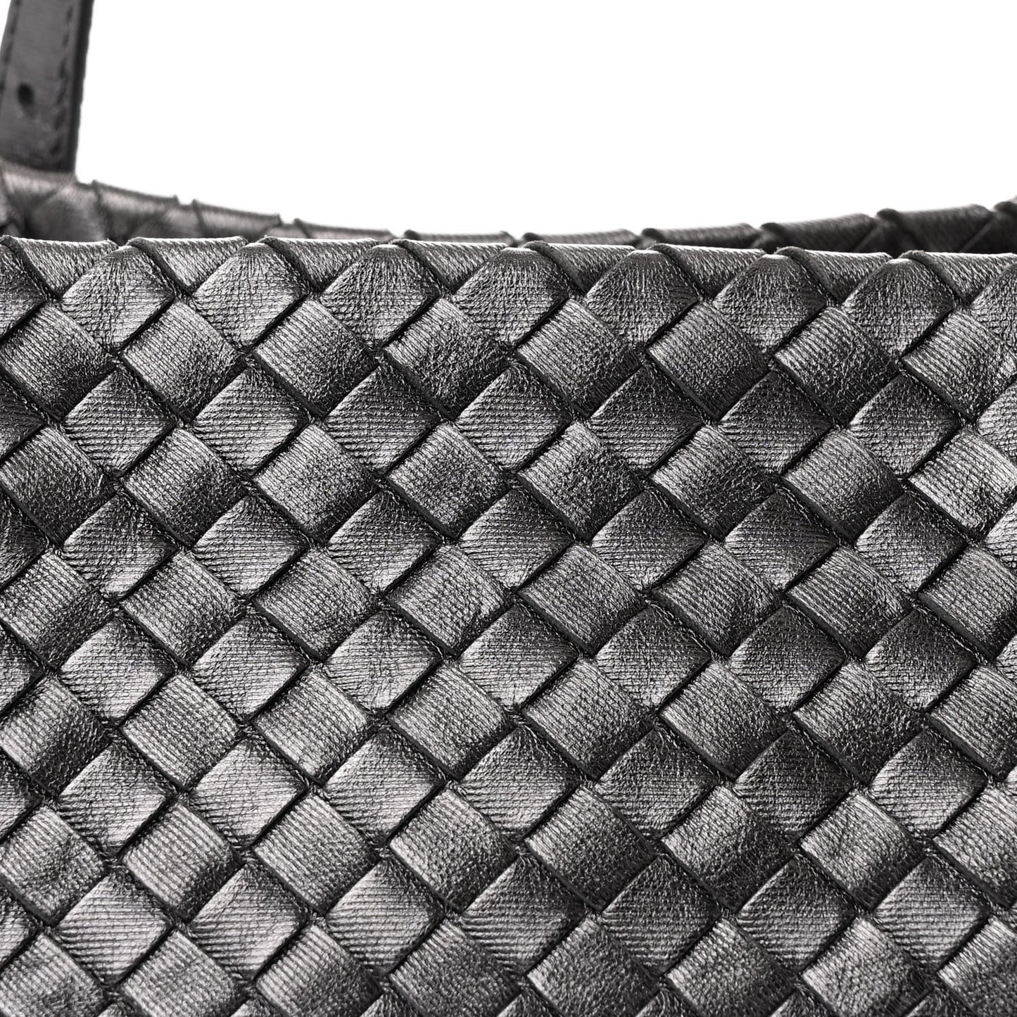 Metallic Nappa Intrecciato Small Cesta Tote Steel