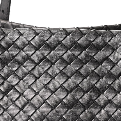 Bottega Veneta Metallic Nappa Intrecciato Small Cesta Tote Steel 8 of 12