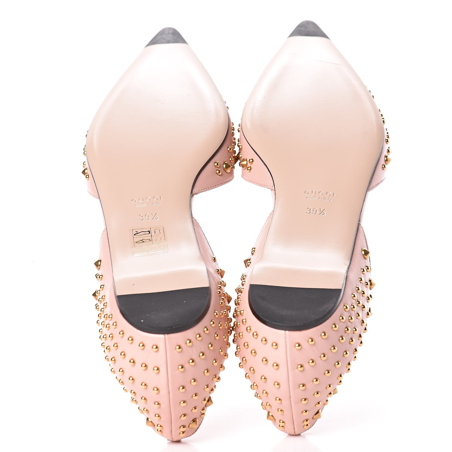 Gucci Malaga Kid Studded Pointed Toe Unia Flats 39.5 Perfect Pink 5 of 8