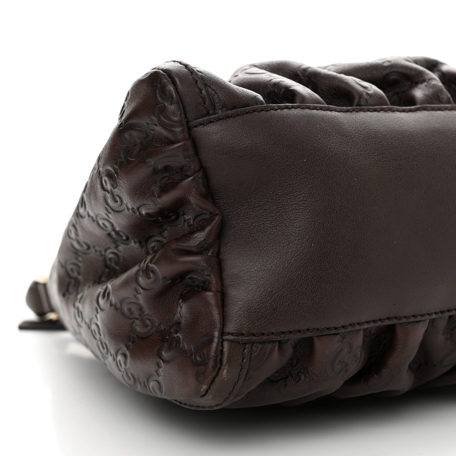 Gucci Guccissima Small D Gold Ring Shoulder Bag Chocolate Brown 9 of 14