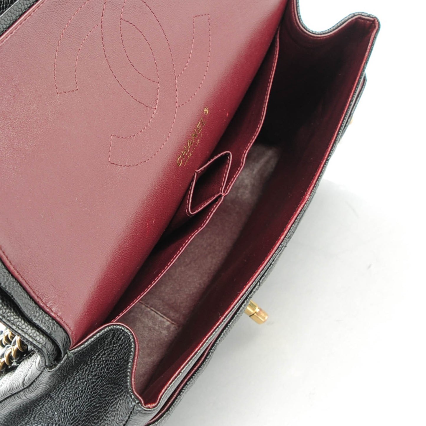 Caviar Quilted Jumbo Double Flap Black