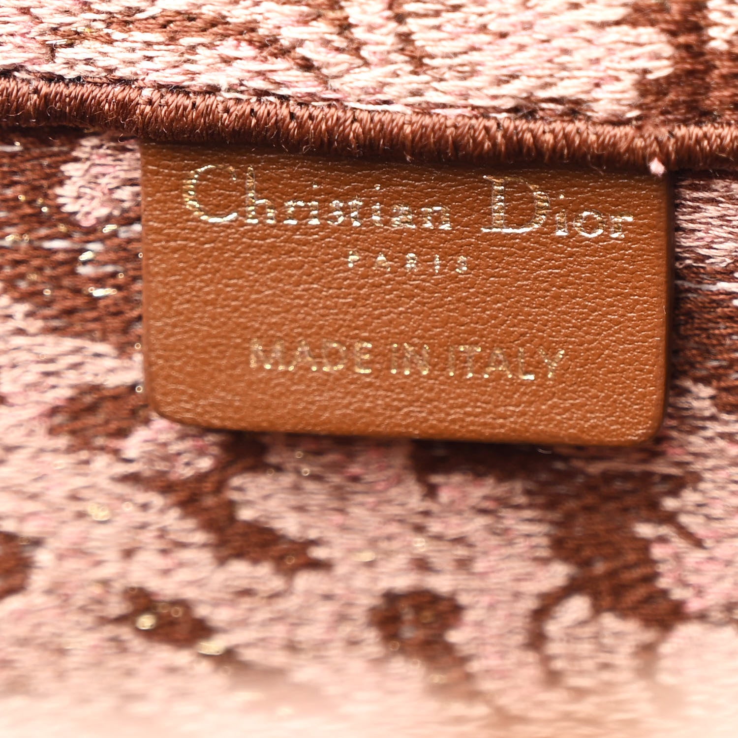Christian Dior Canvas Embroidered Medium Brocart Book Tote Metallic Pink 6 of 10