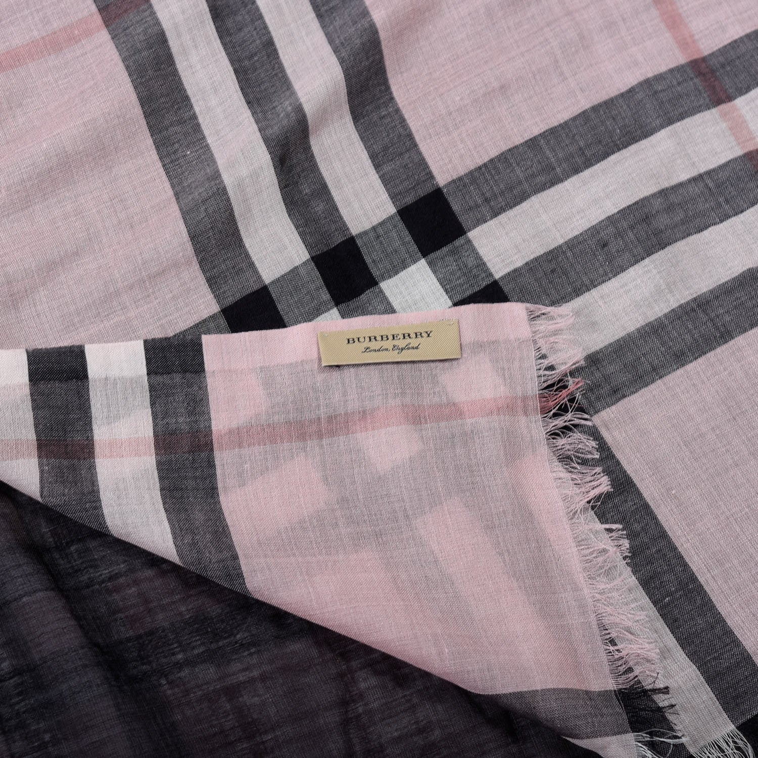 Burberry Wool Silk Gauze Ombre Giant Check Scarf Pink 3 of 3