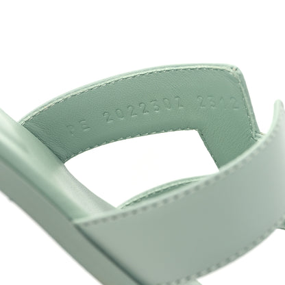 Hermes Calfskin Oran Sandals 38.5 Vert D'eau 8 of 9