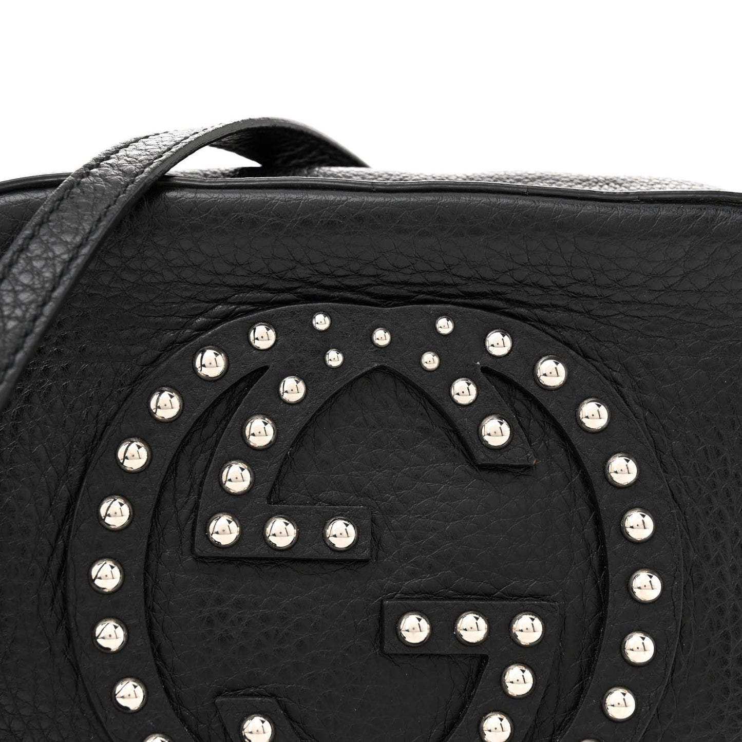 Pebbled Calfskin Studded Small Soho Disco Bag Black