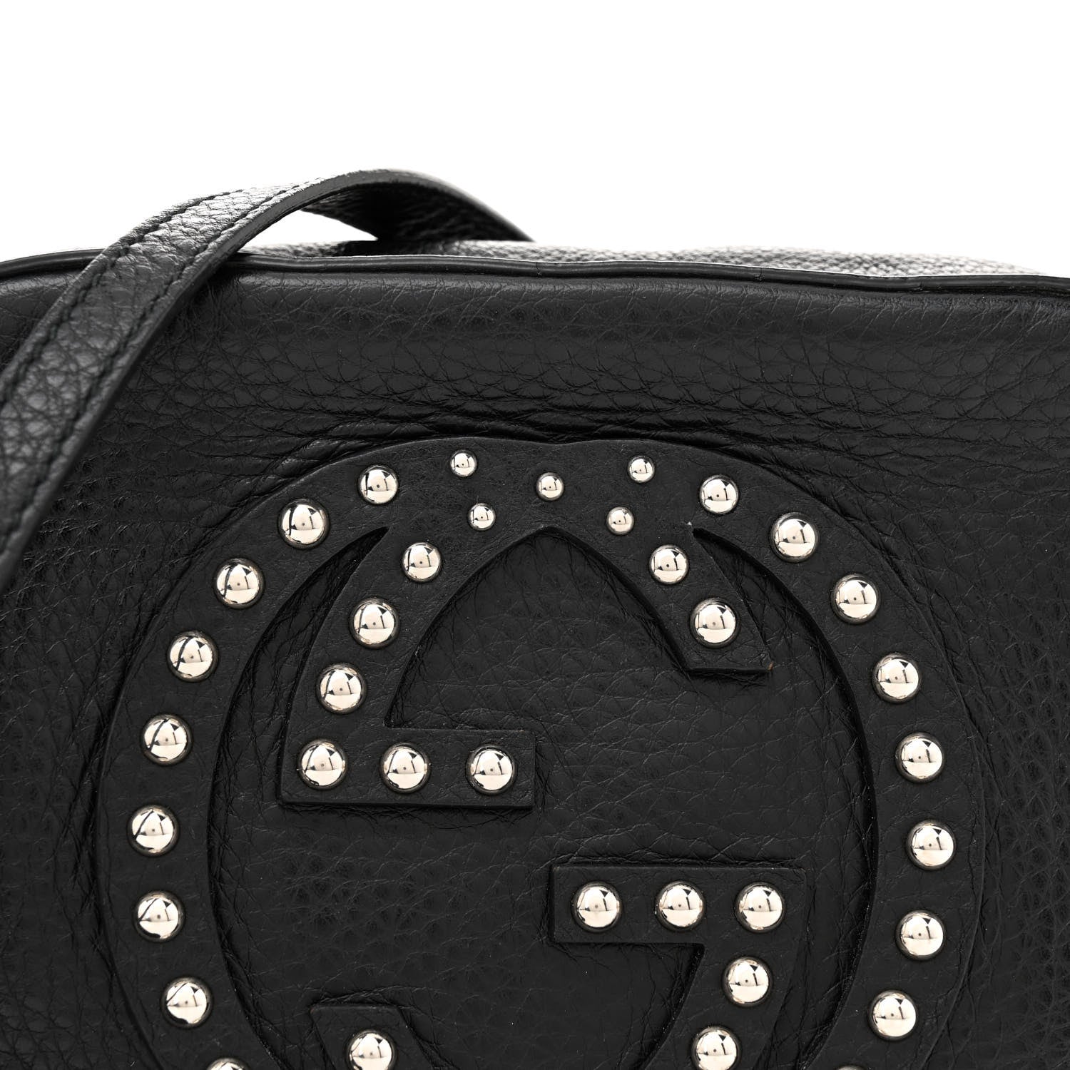 Gucci Pebbled Calfskin Studded Small Soho Disco Bag Black 8 of 13