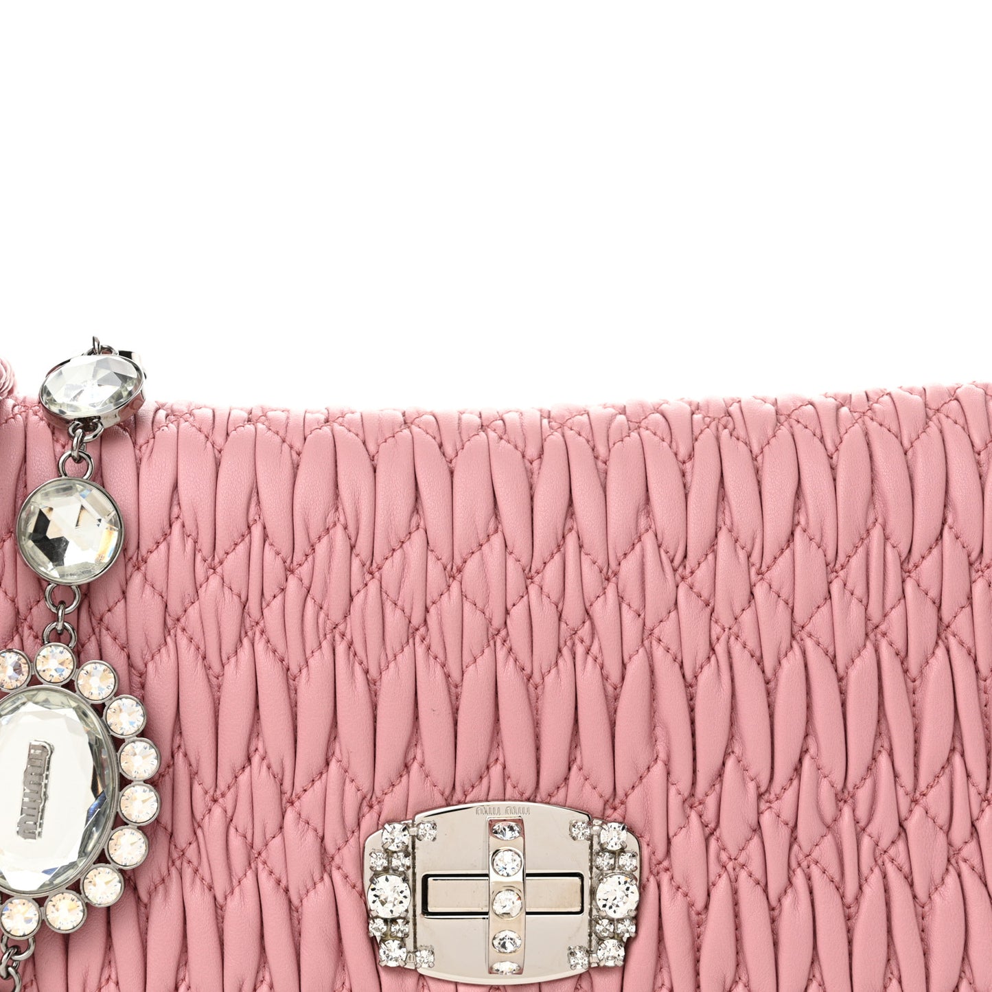 Nappa Matelasse Bi-Color Crystal Flap Clutch Rosa Mughetto