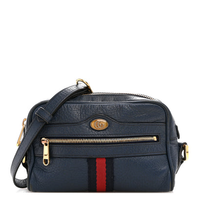 Gucci Textured Calfskin Web Mini Ophidia Shoulder Bag Blue Agata 1 of 12