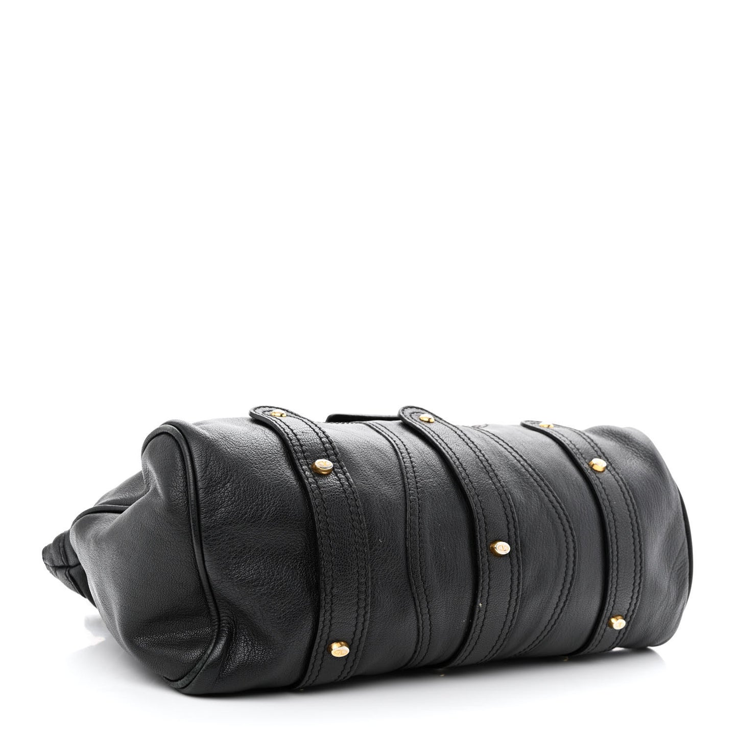 Grained Calfskin Catch Satchel Black