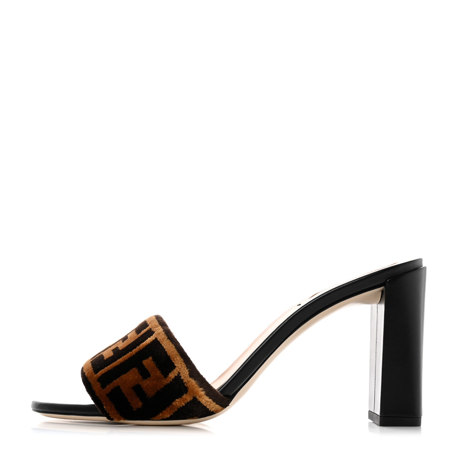 Fendi Velvet FF Slide Sandals 39 Tobacco 1 of 8