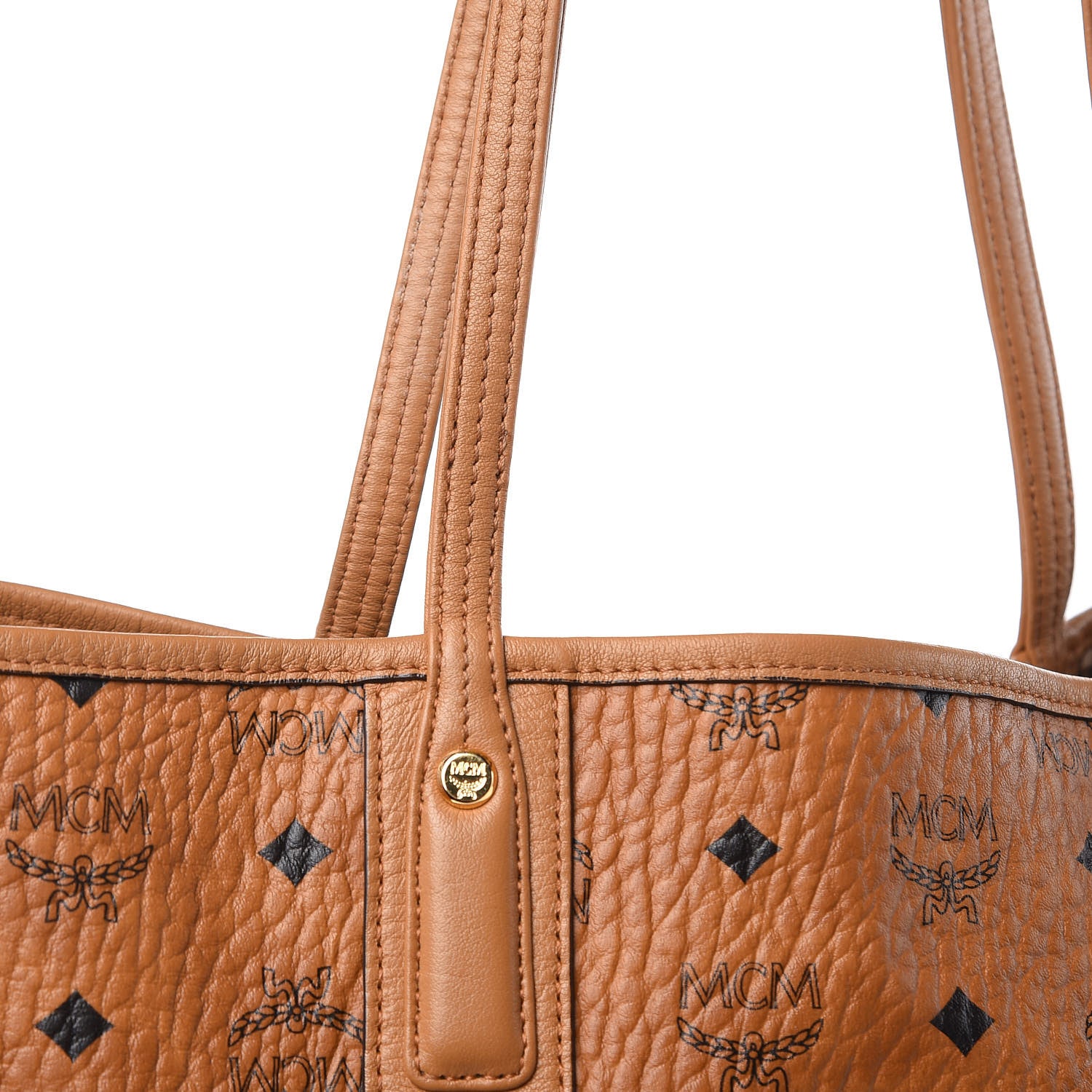 MCM Visetos Medium Liz Reversible Shopper Tote Cognac 14 of 20