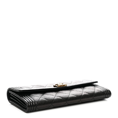 Chanel Caviar Quilted Large Boy Gusset Flap Wallet Black 4 of 9