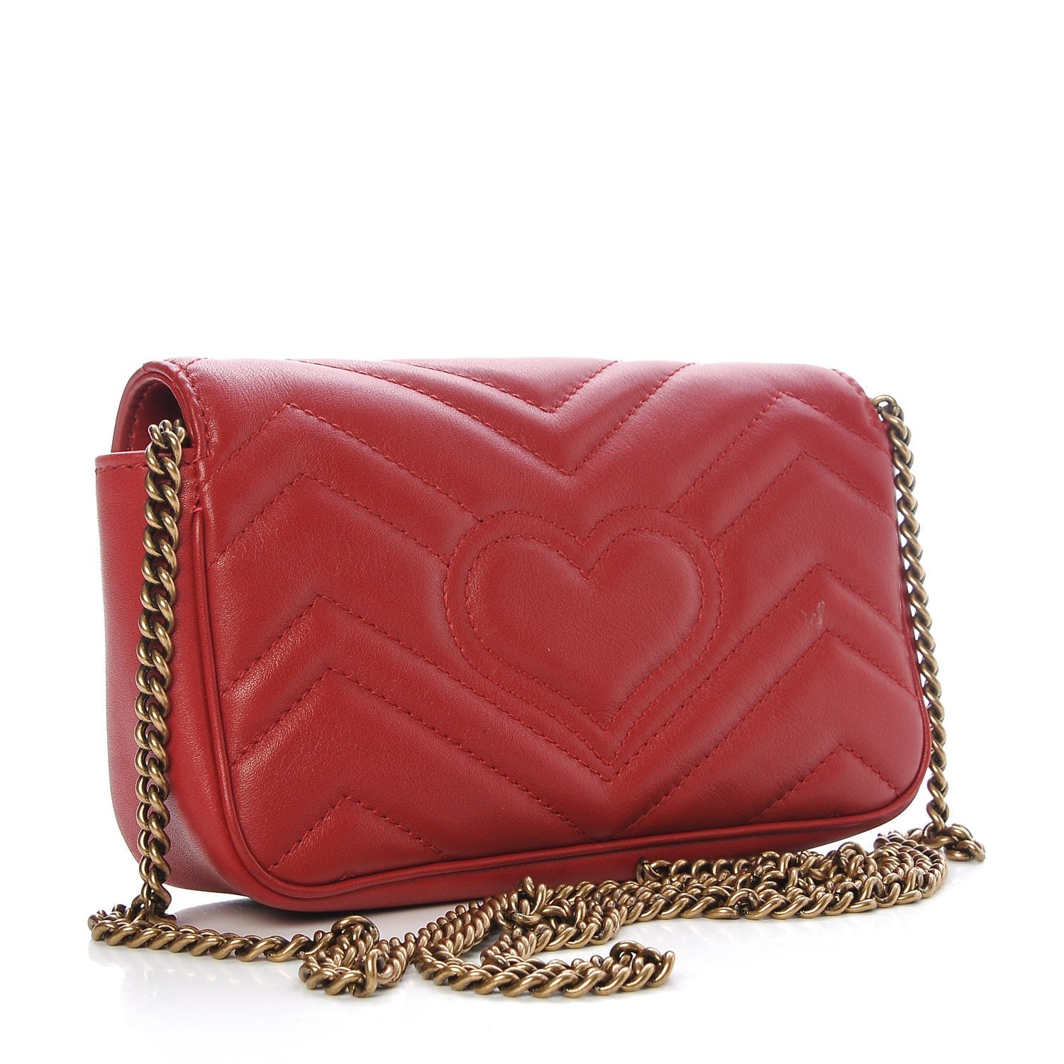 Gucci Calfskin Matelasse Super Mini GG Marmont Shoulder Bag Hibiscus Red 3 of 8