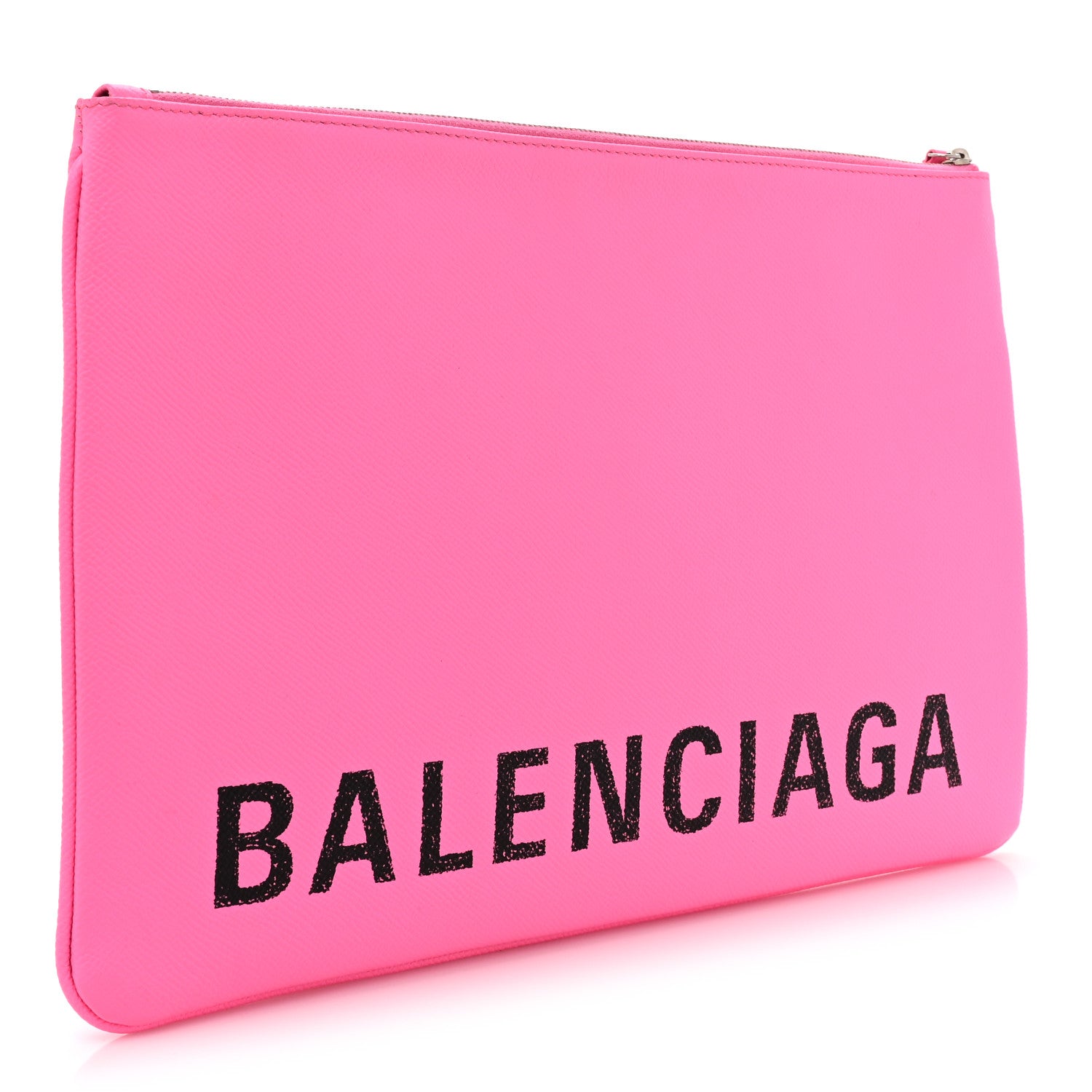 Balenciaga Calfskin Logo Large Zip Pouch Acid Pink 3 of 11
