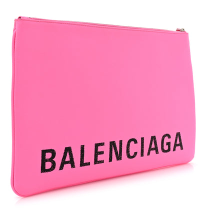 Balenciaga Calfskin Logo Large Zip Pouch Acid Pink 3 of 11