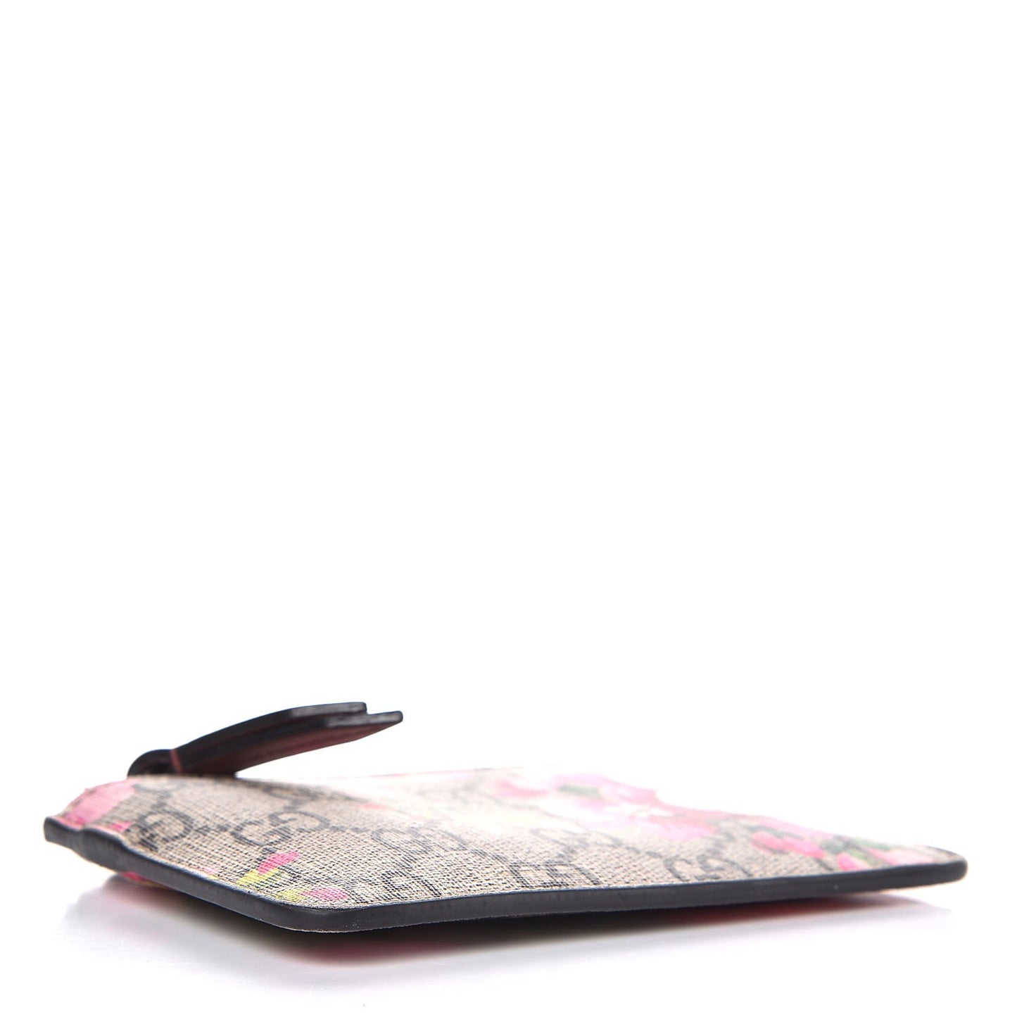 GG Supreme Monogram Blooms Key Ring Coin Case Beige Multicolor Dry Rose