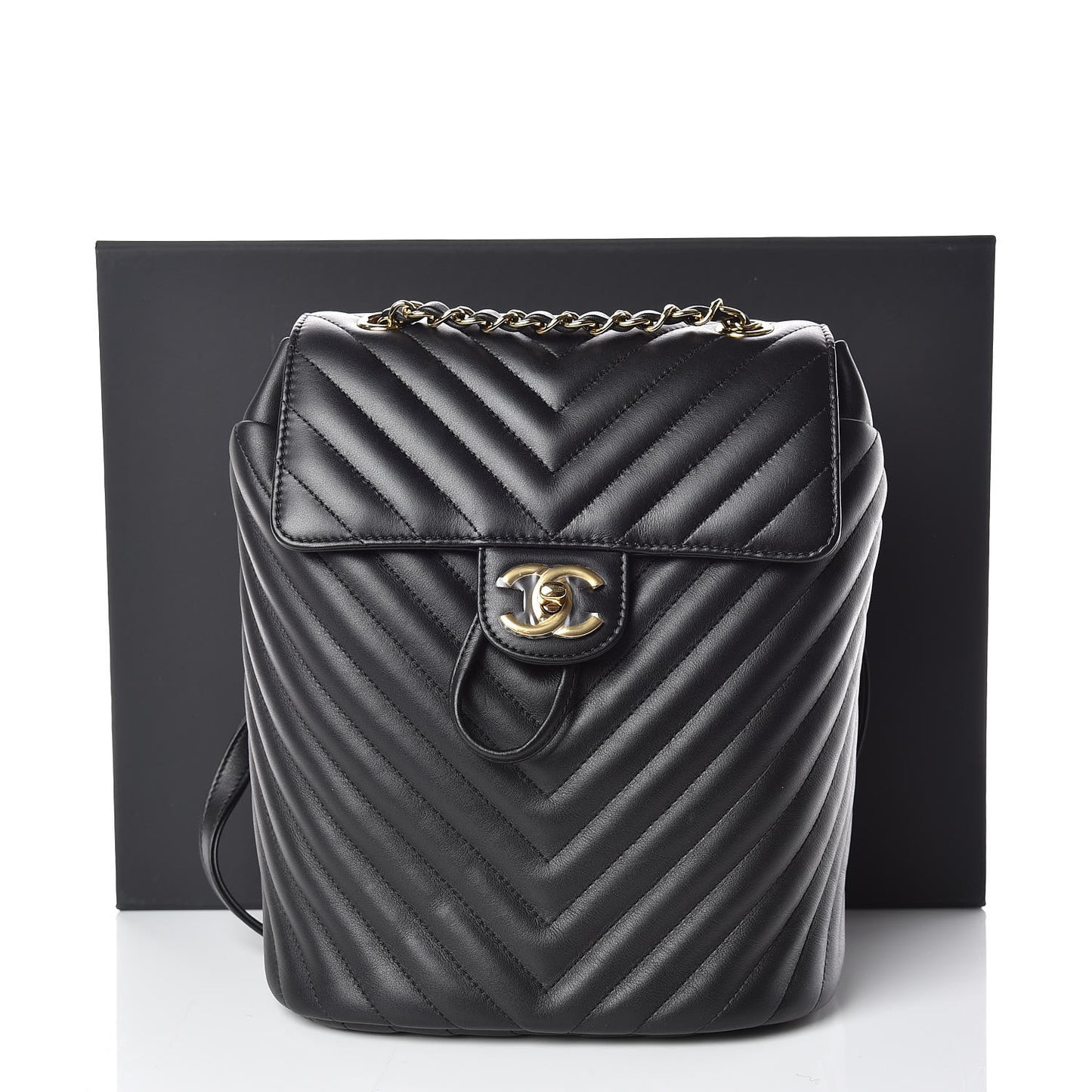 Calfskin Chevron Quilted Small Urban Spirit Backpack Black