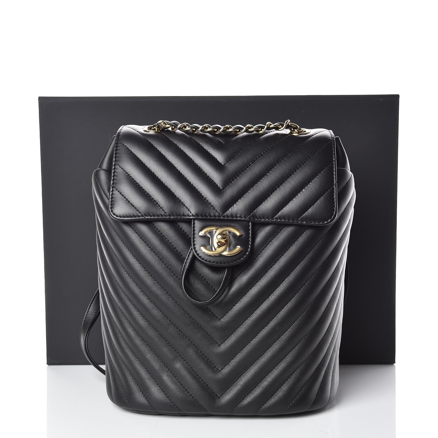 Chanel Calfskin Chevron Quilted Small Urban Spirit Backpack Black 10 of 10