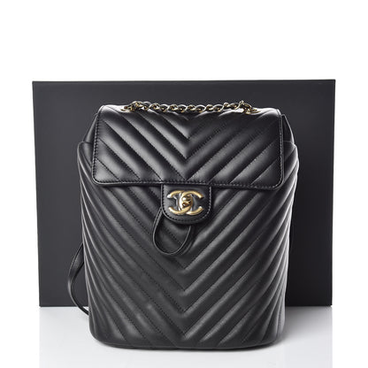 Chanel Calfskin Chevron Quilted Small Urban Spirit Backpack Black 10 of 10