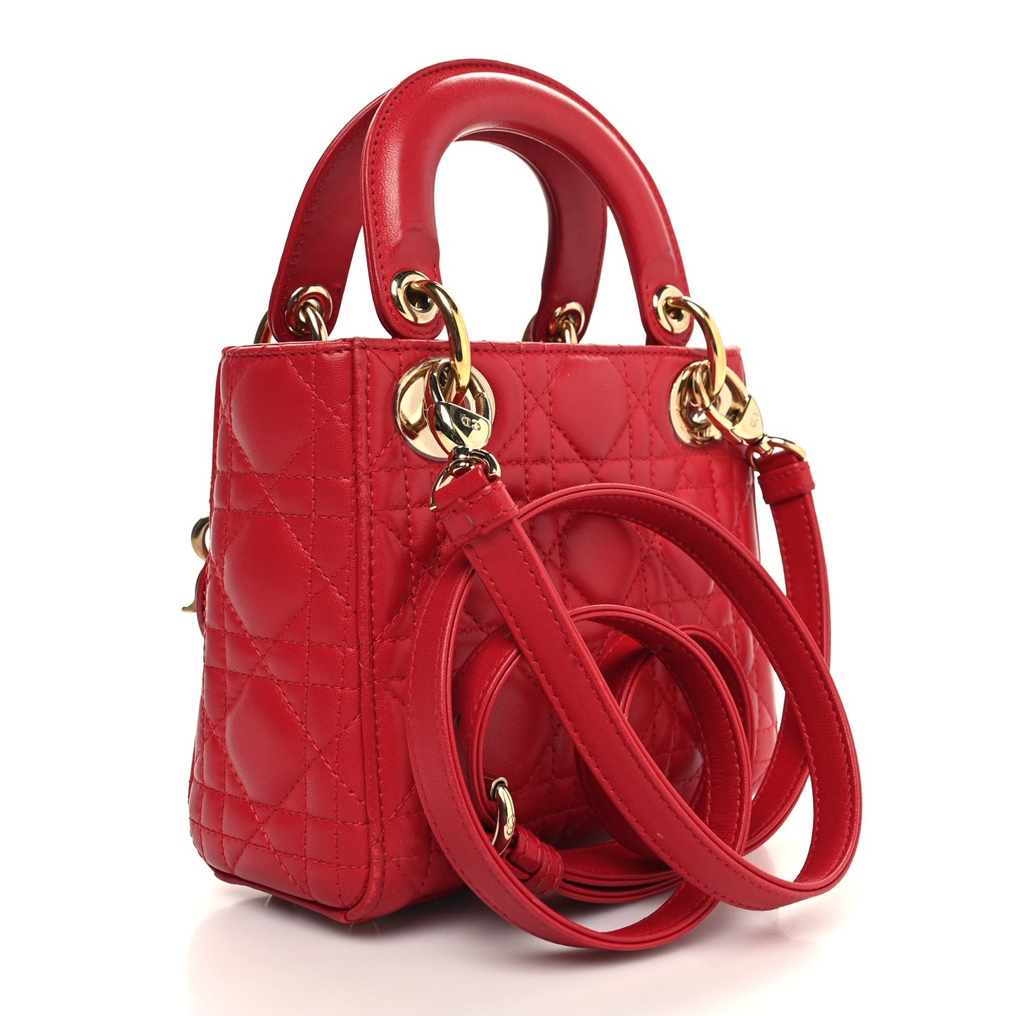 Lambskin Cannage Mini Lady Dior Red