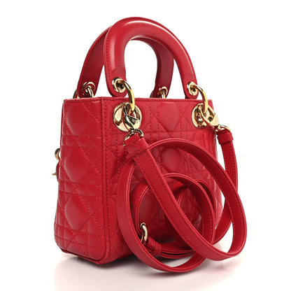 Christian Dior Lambskin Cannage Mini Lady Dior Red 3 of 11