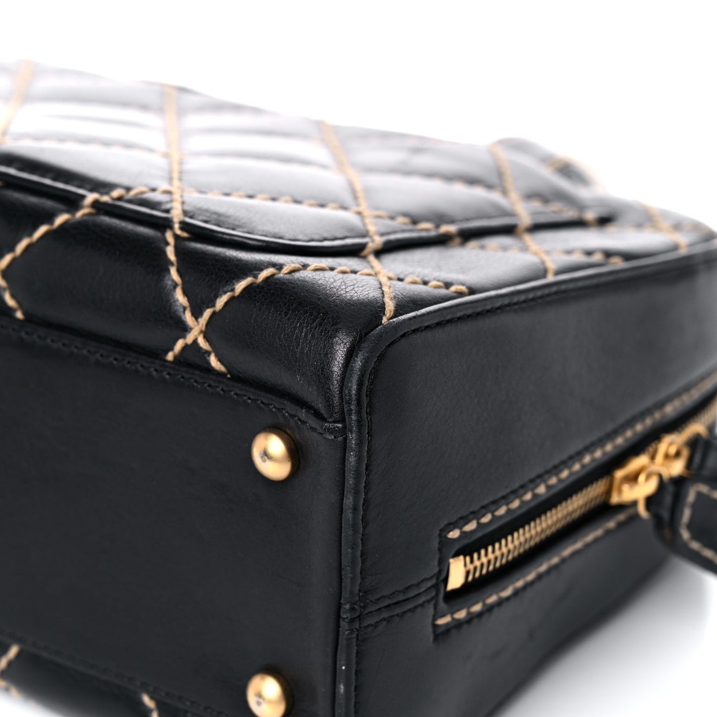Calfskin Contrast Stitch Surpique Bowler Black
