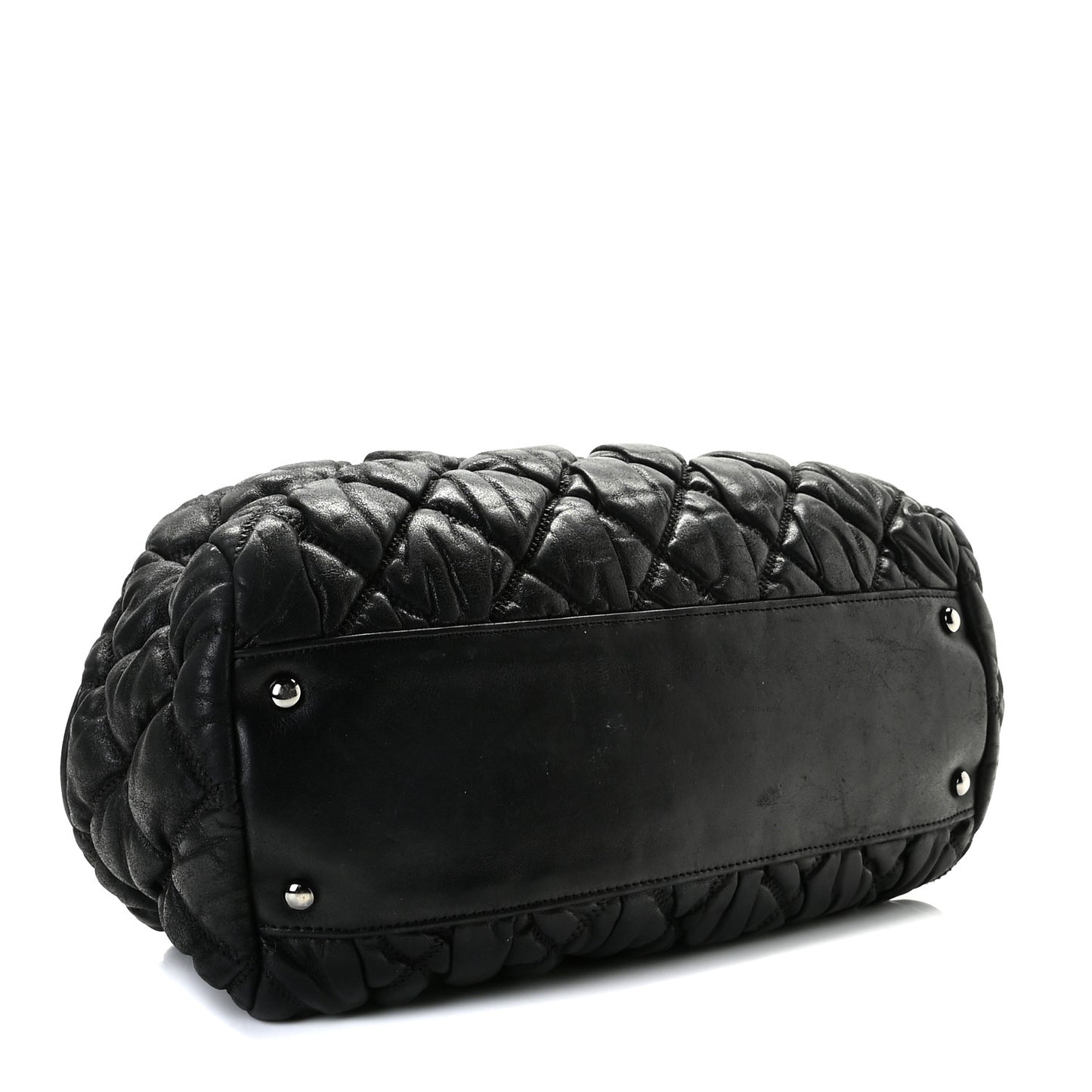 Calfskin Bubble Quilt Bowler Black
