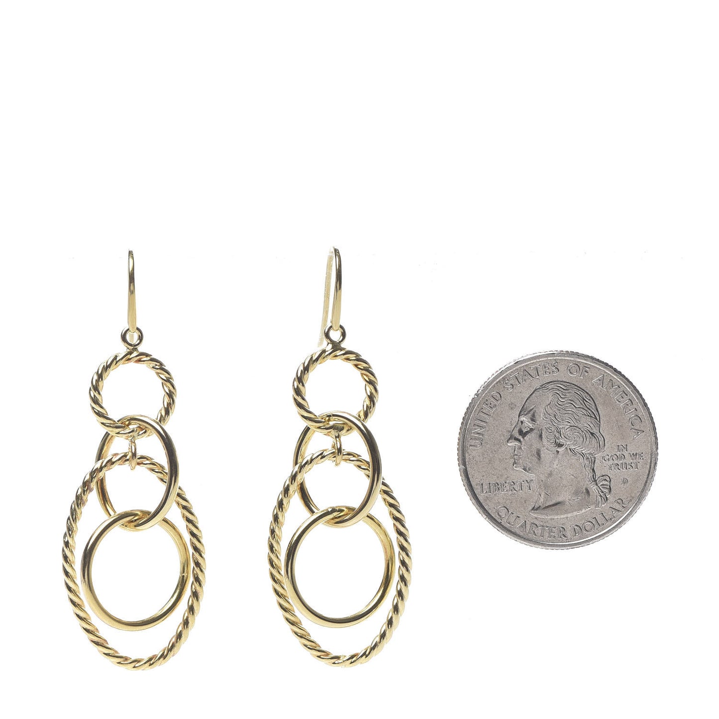 18K Yellow Gold Mobile Oval Drop Earrings