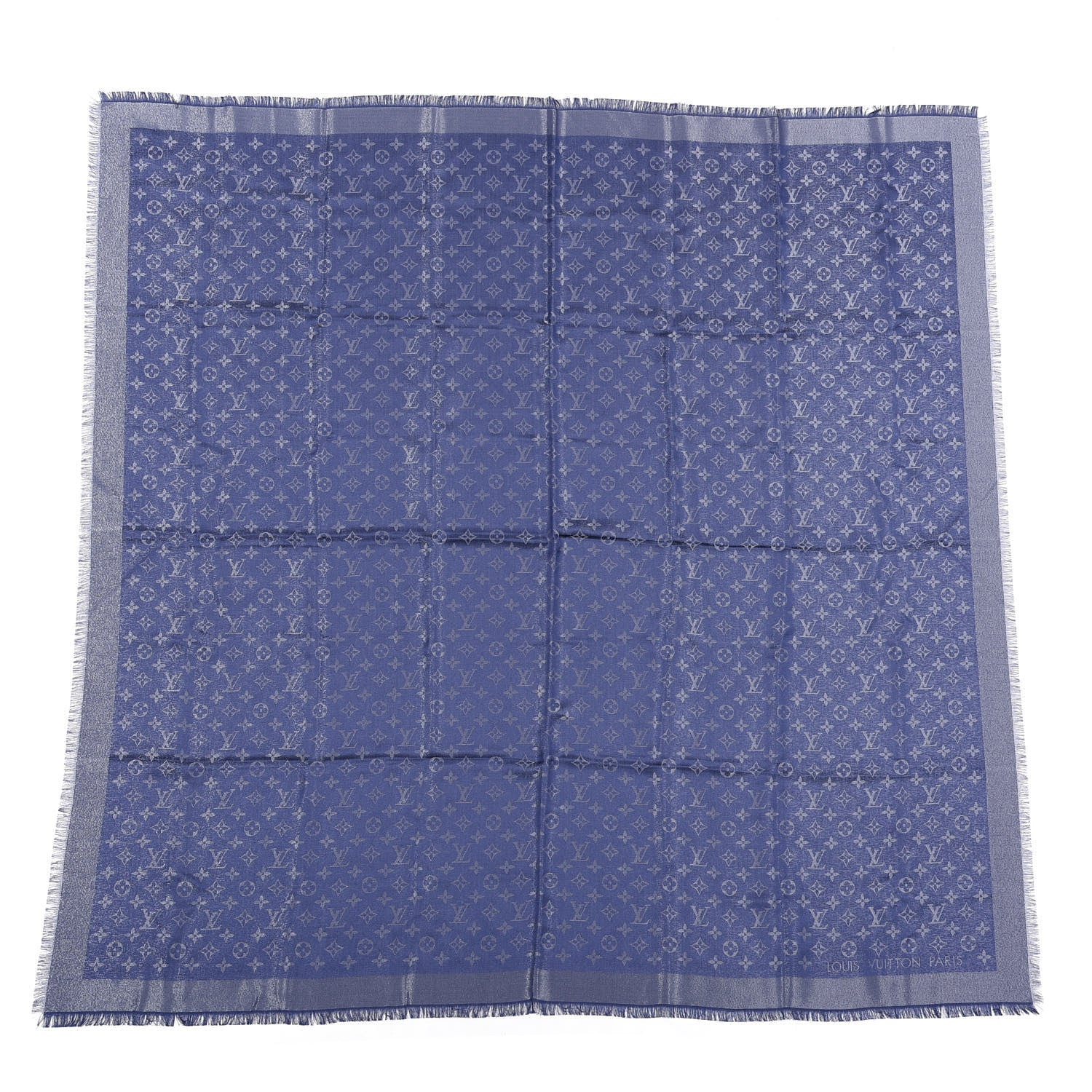 Louis Vuitton Silk Lurex Wool Monogram Shine Shawl Bleu Nuit 1 of 3