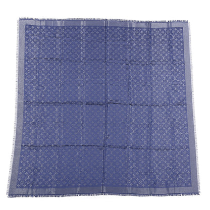 Louis Vuitton Silk Lurex Wool Monogram Shine Shawl Bleu Nuit 1 of 3