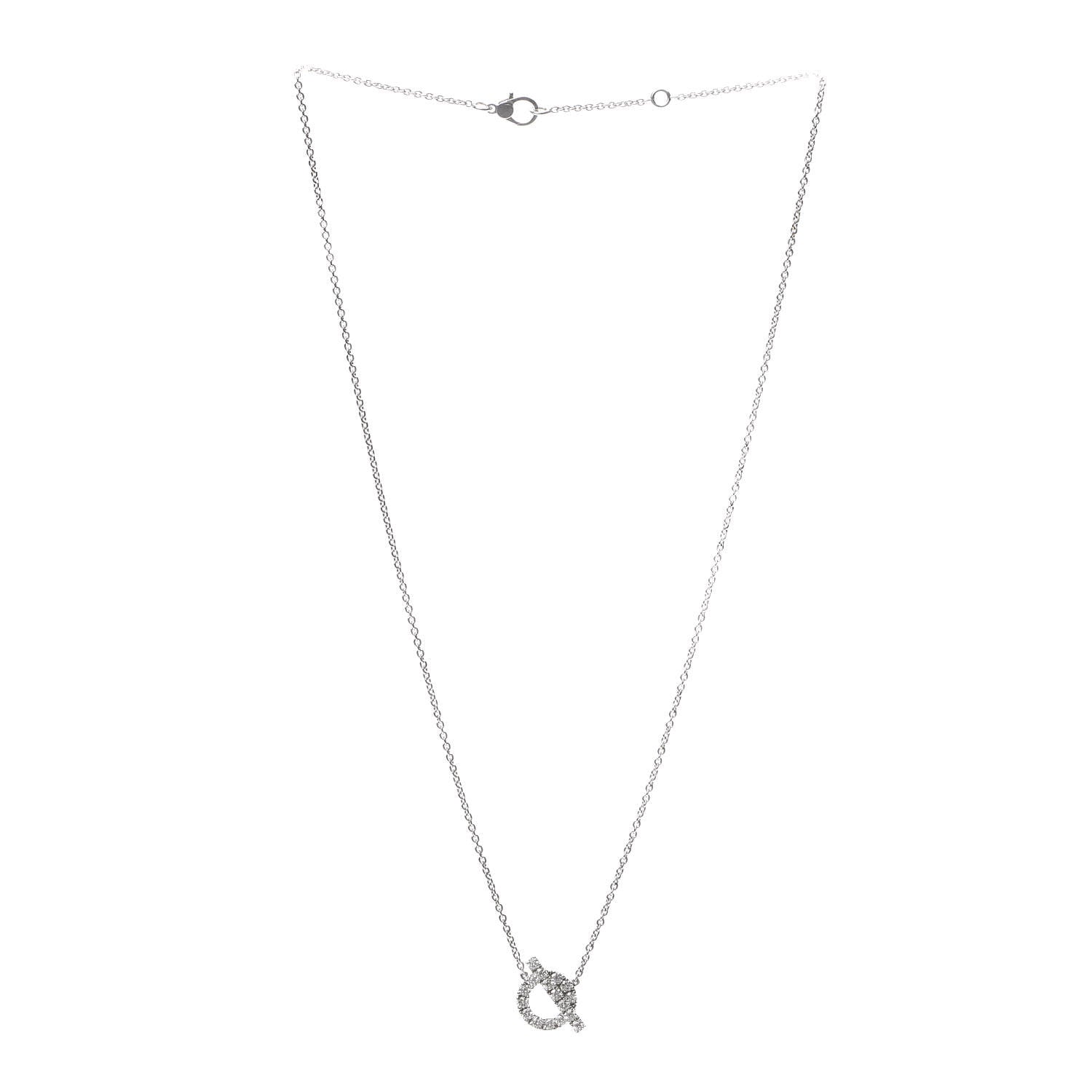 Hermes 18K White Gold Diamond Finesse Pendant Necklace 3 of 6