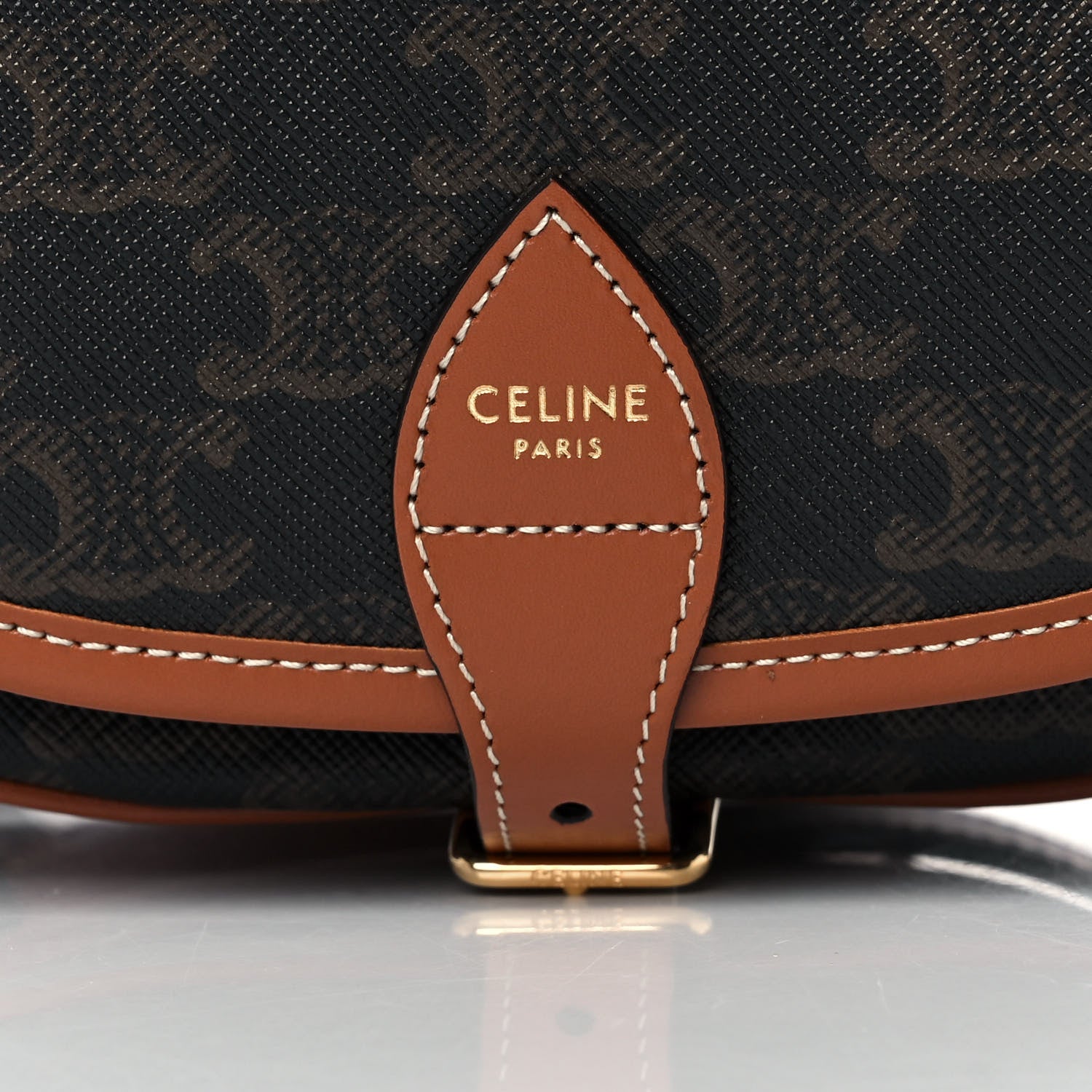 Celine Triomphe Canvas Medium Folco Bag Tan 6 of 9