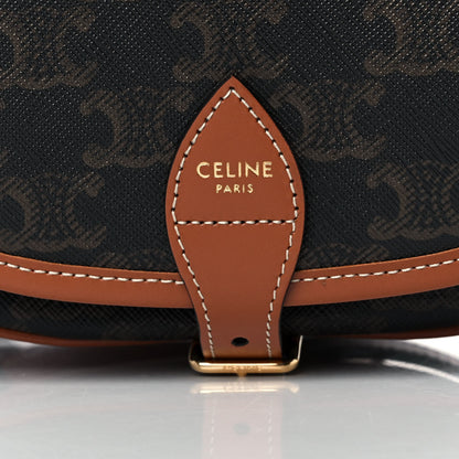 Celine Triomphe Canvas Medium Folco Bag Tan 6 of 9