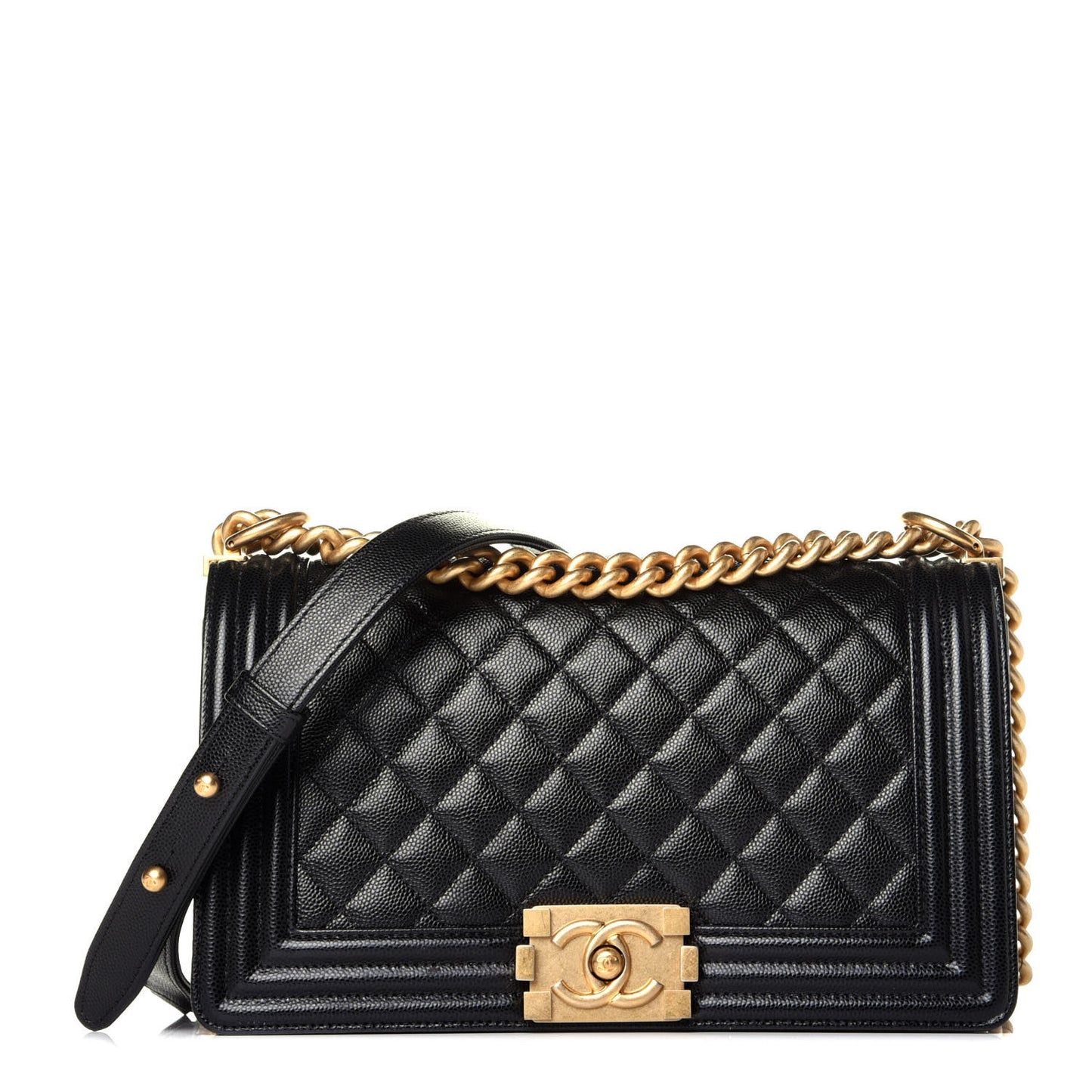 Caviar Quilted Medium Boy Flap Black