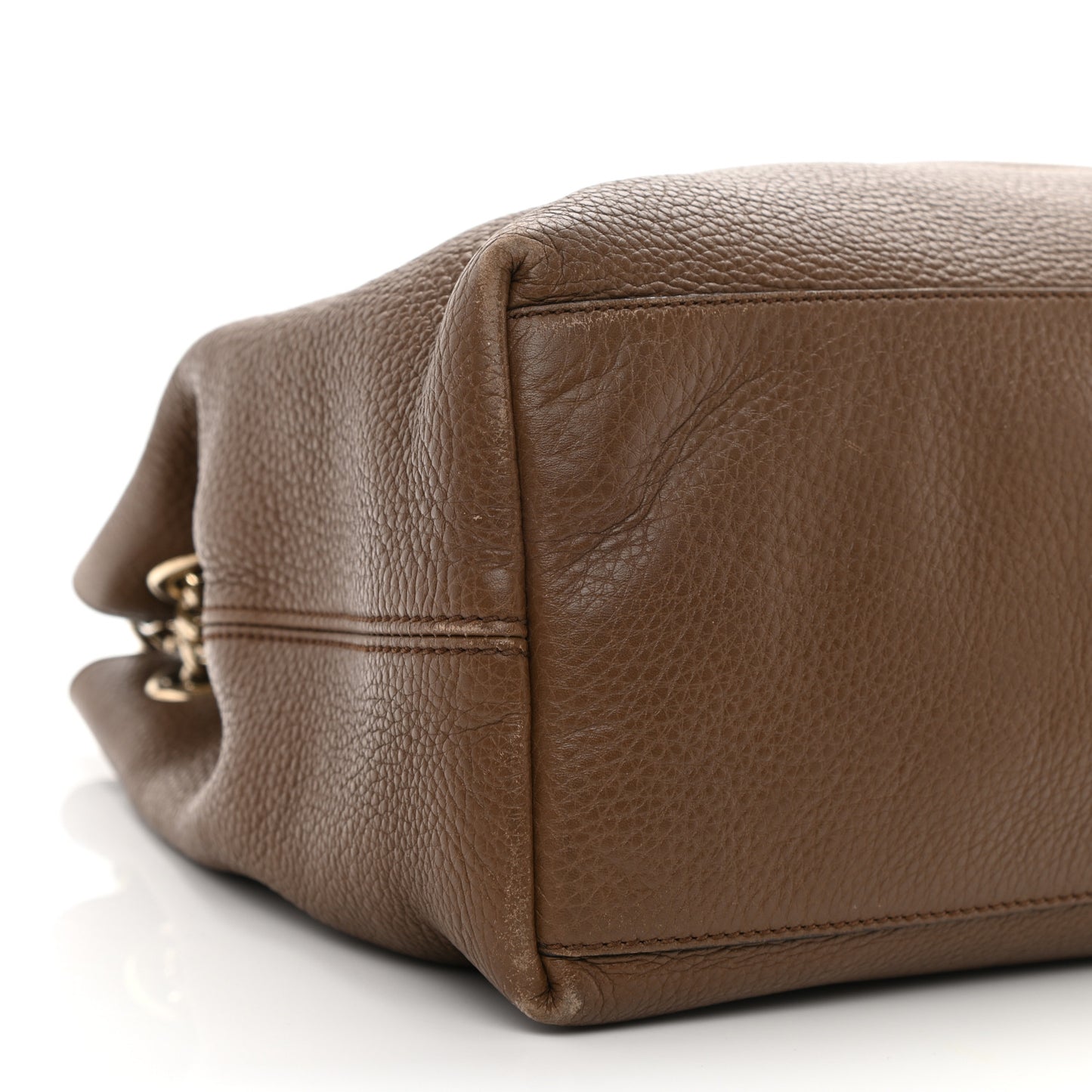 Pebbled Calfskin Medium Soho Chain Shoulder Bag Maple Brown