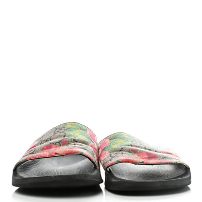 Gucci GG Supreme Monogram Blooms Slide Sandals 35 Beige Multicolor 2 of 10