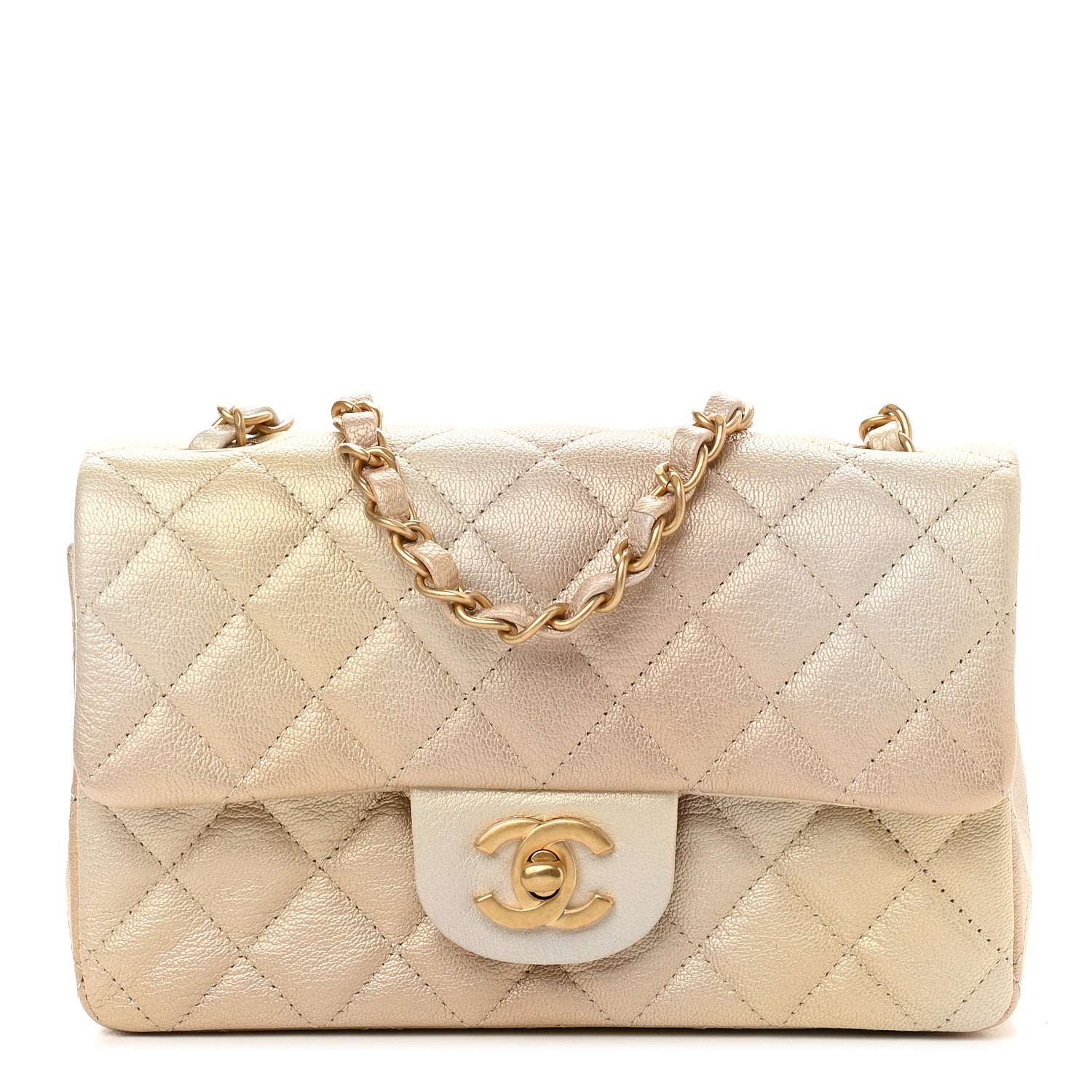 Chanel Metallic Goatskin Quilted Mini Rectangular Flap Gold 1 of 9