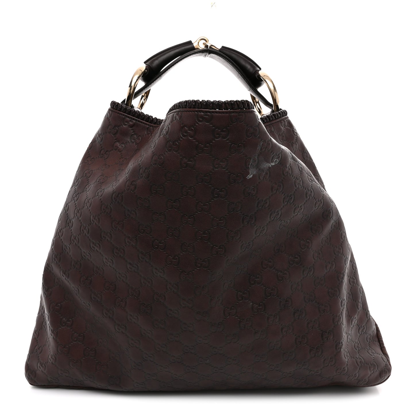 Guccissima Large Horsebit Chain Hobo Chocolate
