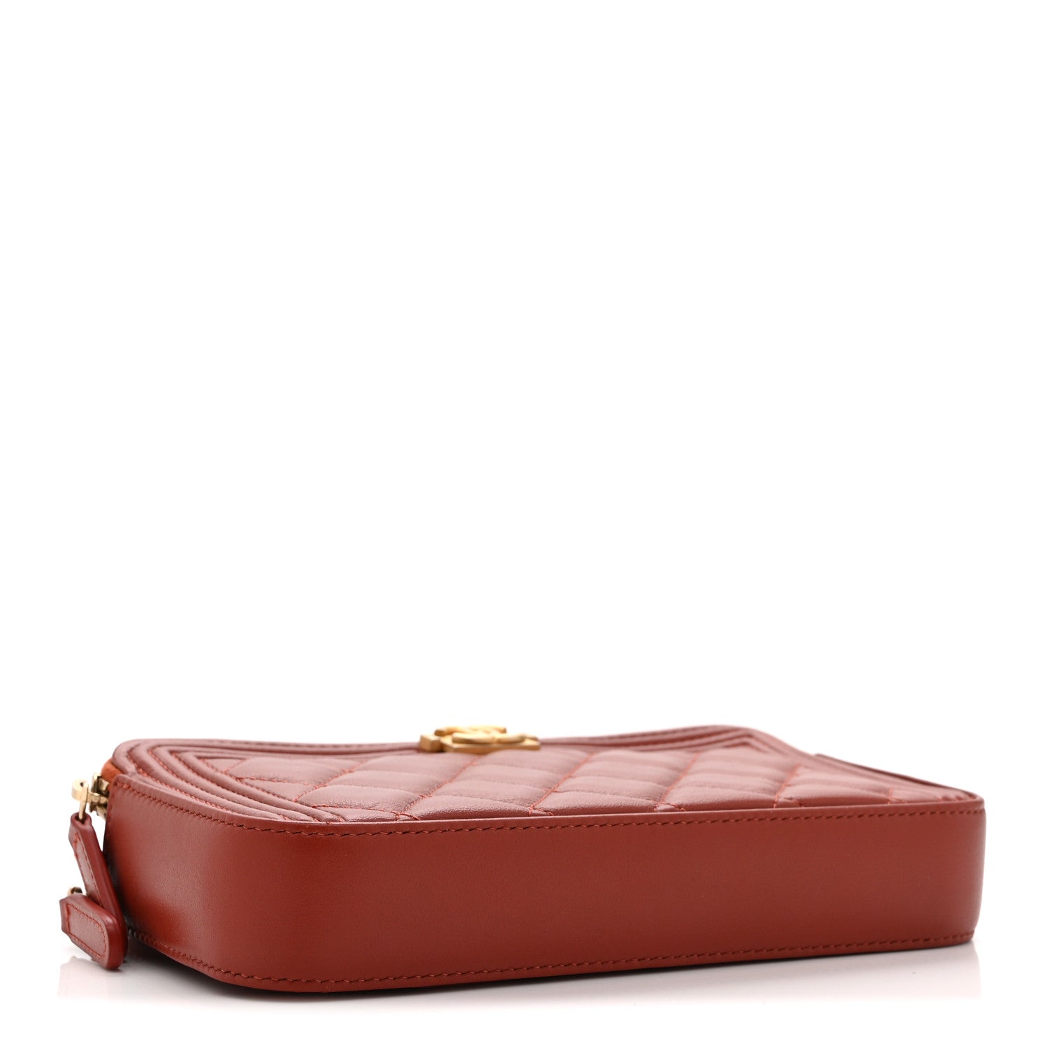 Chanel Lambskin Quilted Small Boy Clutch With Chain Orange 4 of 13