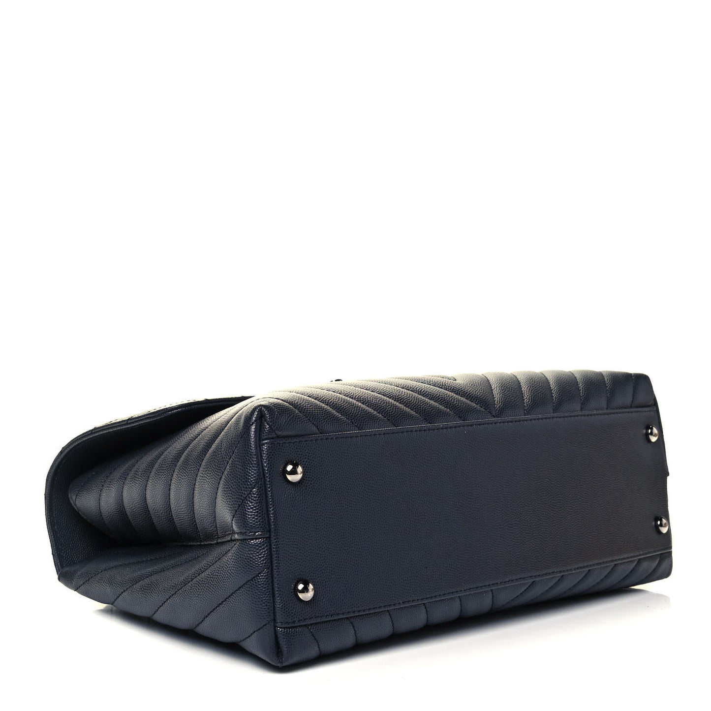 Caviar Chevron Quilted Medium Coco Handle Flap Dark Grey