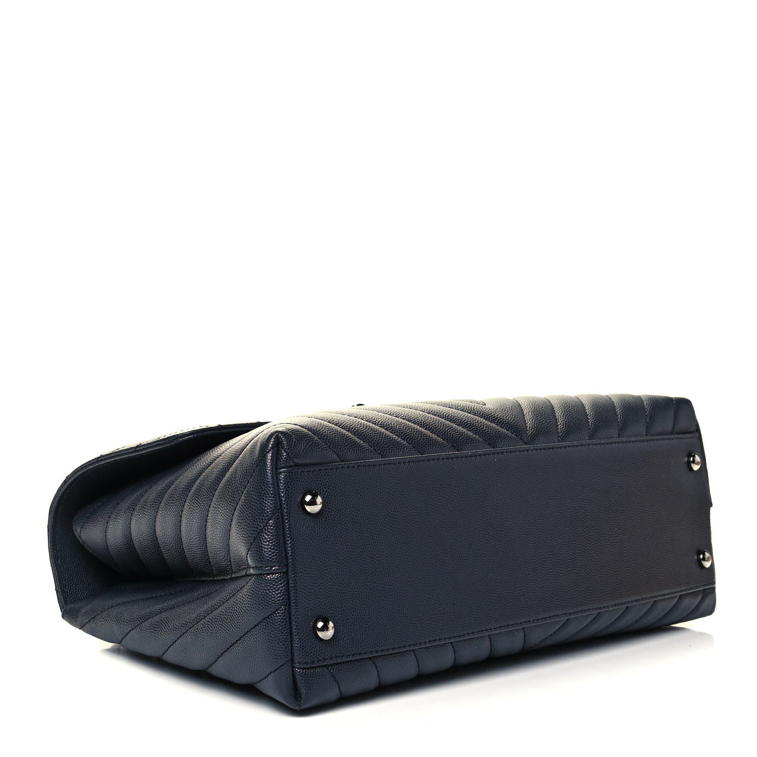 Chanel Caviar Chevron Quilted Medium Coco Handle Flap Dark Grey 4 of 9